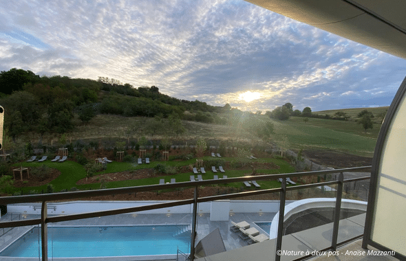 Royal Palace Hotel & Spa Kirrwiller - chambre nature balcon avec vue sur la piscine et la campagne